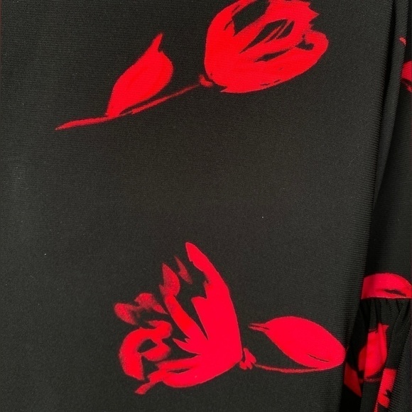Lauren Ralph Lauren Black with Red Floral Dress Size 10 - Picture 5 of 7